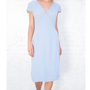 Brandy Melville Robbie Midi Wrap Dress, Blue Floral, One Size
